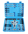 46 Piece Harmonic Balancer Puller Kit Pro Grade With Flange Type Gear And Crank Pullers in blue hard case