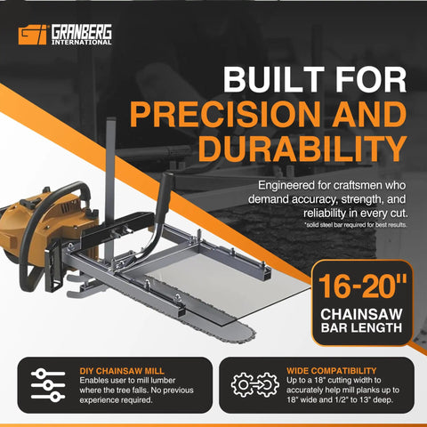 Chainsaw Mill For Alaskan Style Lumber Portable Sawmill Attachment For 16 To 20 Inch Bars Timber Milling Go To Guide Kit Clamp