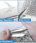 Reflective Insulation Roll With 3mm Double Bubble Aluminum Foil Thermal Shield Radiant Barrier shows water resistance, easy cutting, tear resistance