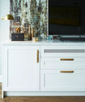 Set Of 2 5 Inch Center To Center Antique Brass Cabinet Handles With Industrial Backplate on white kitchen cabinets