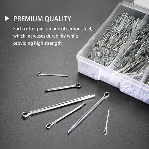 Built Tough Cotter Pin Assortment Kit With Case 1000 Piece Set Including Six Sizes From 1/16 To 5/32 Inch Durable Carbon Steel Split Pins