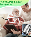 Hands Free Floor Magnifier With Light And Stand for Reading, elderly man using LED lamp with tablet, clear 9x6 in viewing area