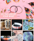 Bead Loom Kit For Adults With 48000 Glass Seed Beads In 96 Colors 2 Mm showing completed beaded earrings and bracelets