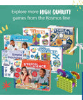 Collection of Kosmos STEM kits, including gliders, gears, science experiments, and educational games for kids learning.