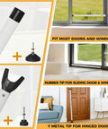 2 In 1 Sliding Door Security Bar, Adjustable From 16.5 To 48 Inches, Inside Window Safety Lock For Home Apartment And Hotel Rooms, Portable Door Jammer, Suitable For Sliding Doors And Hinged Doors, White, shown with rubber and metal tips
