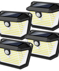 Hella Bright Solar Motion Sensor Lights 178 LEDs 4 Pack IP65 Waterproof Outdoor Security Lighting With 270 Degree Wide Angle And 3 Modes For Yard Garage Front Door Garden Deck