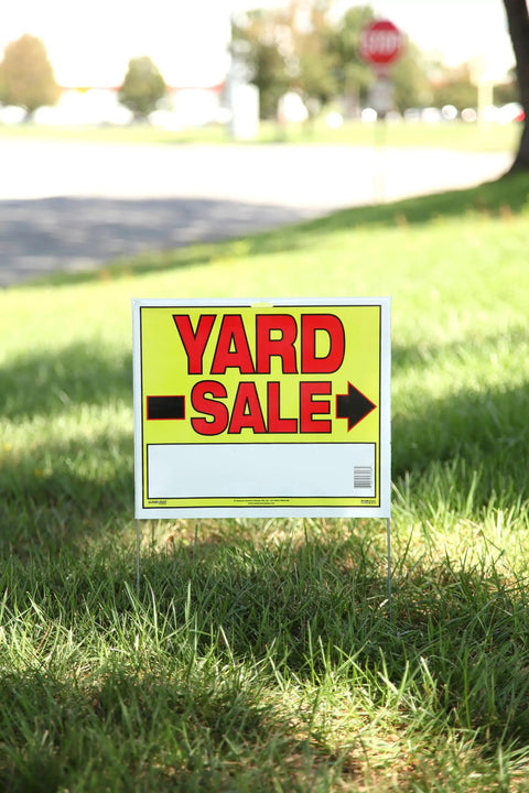 Double Sided Yard Sale Signs Kit 10 Pack Fully Assembled with Metal U Stake 22 by 14 Inches Bright Yellow Red Black High Visibility