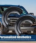 Chevy Silverado And GMC Sierra Tow Hook Covers 2 Pack Front Tow Hook Protector Black For 2007-2026 Silverado 1500 And 2007-2018 Sierra 1500 Sleek Dope Hitch Cover shown on a truck