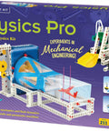 Box of Physics Pro Science Kit V2.0 with wind tunnel, pneumatic shocks, hydraulic lift, 31 experiments for advanced physics education.