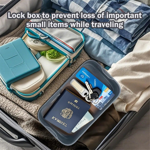 Secure Lock Box With Easy Combination Code For Medication And Personal Items in suitcase with passport and cards