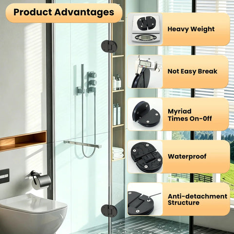 Black 180 Degree Glass Shower Door Hinge For Bathroom Built To Last Rubber Cushion Pads Notch Cut Required Advantages