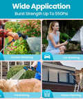Heavy Duty Metal Garden Hose With Stainless Steel Braided Construction, watering garden, washing car, bathing pet, and cleaning home
