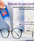 Clear Glasses Frames Glue For A Fast Fix And Bonding, Instant Strong Adhesive For Plastic Metal Wood Rubber Leather Eyewear being applied to eyeglasses