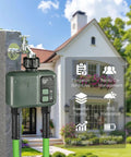 WiFi Garden Water Timer For 2 Zone Sprinklers installed outdoors with control options visible, showing app scheduling features.