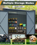 Six By Eight Ft Lean To Shed With Skylight And Double Doors, metal outdoor storage for tools and lawn gear