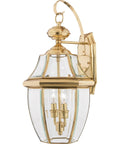 Newbury 20 Inch Outdoor Wall Lantern Two Light Polished Brass With Clear Beveled Glass E12 Base Classic French Country Style