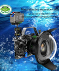 Underwater Action Camera Housing For GoPro Hero 9 10 11 12 13, Waterproof Up To 200 Meters, Rugged Dive Case in submerged view