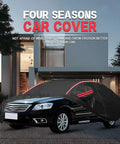 Heavy Duty Waterproof Car Cover For Tesla Cybertruck With Uv Protection Scratch Resistant Outdoor Weatherproof Shield Offering Snug Elastic Hem Fit To Safeguard Your Badass Ride And Lock In That Solid Look Year Round on a parked car.