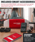 3/4 HP Ultra Quiet Smart Belt Drive Garage Door Opener with Wi Fi Control and Battery Backup, remotes, myQ app interface visible