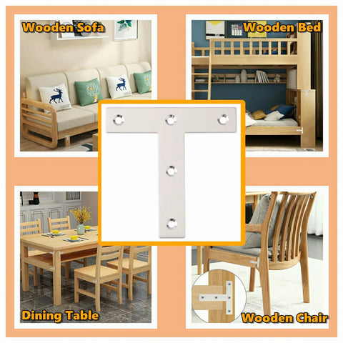 Top Tier Stainless Steel T Brackets For Wood Shelving And Home Repairs Rust Resistant Corner Bracket Mending Plates With Hand Brushed Finish for furniture.