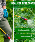 Person using 1.3 Gallon Pump Sprayer With Adjustable Nozzle And Shoulder Strap For Lawn And Garden Care, spraying plants.