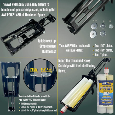 Heavy Duty Thickened Non Sag Wood Repair Epoxy Adhesive For Rot Repair Structural Bonding Filling And Sealing Wood Fiberglass And Concrete Marine Grade Gel Formula 450mL Pack shown with application tools.