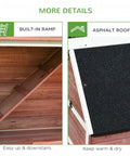 Customizable Outdoor Chicken Coop With Nesting Box And Ramp 114 Inch Wooden Hen House showing built-in ramp and asphalt roof