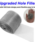 Stainless Steel Wire Mesh Roll For Mice Control 5 Inch By 36 Feet Upgrade Hole Filler shown with flexible hand-held piece.