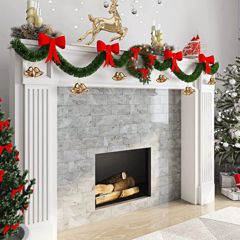 Tile Peel and Stick Backsplash 3x6 Grey Marble Subway Self-Adhesive Waterproof for Bathroom and Kitchen Wall Tiles No Grout Removable Easy Install RV Fireplace on decorated fireplace during holiday season