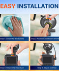 Step-by-step installation of 360 Degree Windshield Suction Cup Mount for R2-4K, R2-4K PRO, and R2-4K DUAL Dash Cams