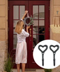 Dope Black Cast Iron Heart Shaped Wall Hooks For Home Decor Vibes And Closet Organization Heavy Duty Decorative Craft Hanging Hardware Reliable Set Of Two Pieces used for wreath on a front door.