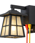 Porch Light With Built In Outlet GFCI No Fuss Outdoor Wall Sconce Lantern With Dual Outlets Seeded Glass Aluminum Exterior Fixture