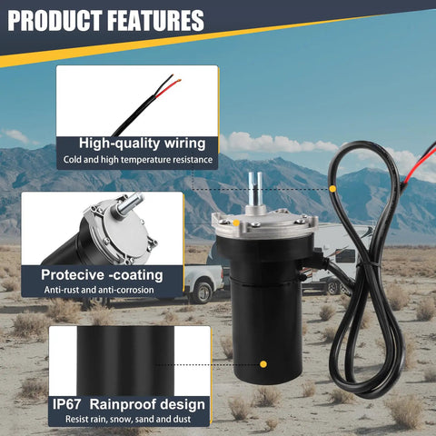 Rear RV Electric Stabilizer Jack Motor Replacement For Lippert Systems with high-quality wiring and protective coating