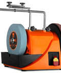 8 Inch Water Cooled Wet And Dry Sharpening System With 220 Grit Stone And Leather Strop Wheel, Adjustable Reservoir, 120 RPM