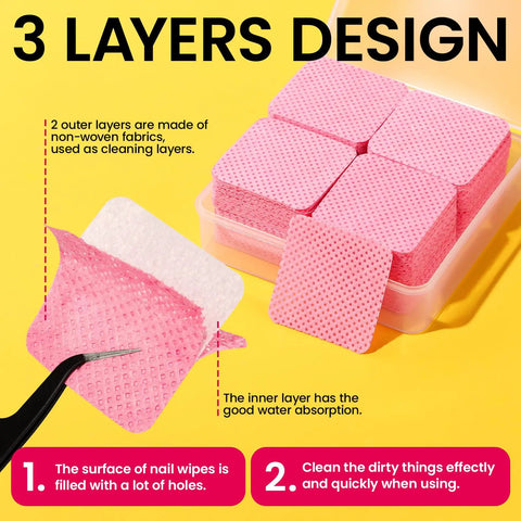 Must Have Pro Grade Gel Nail Polish Remover Tools Kit with 3-layer pink lint-free wipes in box