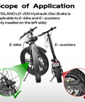 DYISLAND LD-200 2-piston hydraulic disc brake kit for e-bike; black with 1000mm front and 1850mm rear hoses.