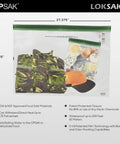 Odor Proof Dry Bags For Backpacking And Camping Reusable Resealable Storage Bags 28x20 Inches with camo gear inside.