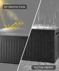 200 Gallon Waterproof Outdoor Storage Box Built Tough Resin Deck Box With Lockable Lid, UV Resistant Black Finish