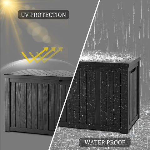 200 Gallon Waterproof Outdoor Storage Box Built Tough Resin Deck Box With Lockable Lid, UV Resistant Black Finish