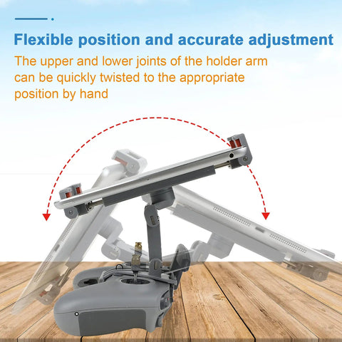 FPV Remote Controller 2 Tablet Mount for DJI FPV Drone showing adjustable joints and flexible tablet angle positioning.