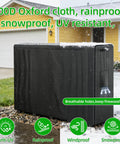 8Ft Heavy Duty Firewood Rack With Cover For Indoor And Outdoor Use, shown with rainproof 600D Oxford cover outdoors