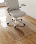 Clear Office Chair Mat For Hardwood Floors, 30 By 48 Inches, Heavy Duty PVC Floor Protector With Rolling Desk Chair On Wood Floor