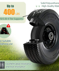 Flat Free 4.10/3.50-4 Tire And Wheel Set, Heavy Duty, 10 Inch Solid Wheel With 2.2 Inch Offset Hub, 5/8 Inch Axle Bore, Black