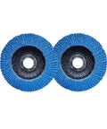 Two Premium Zirconia Flap Discs 40 Grit Coarse 4 Inch for metal grinding and polishing applications.