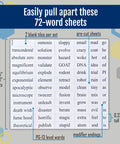 Word Magnet Kit For Science Nerds And Pros, two 72-word sheets showing math and science terms with modifier endings.