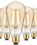 Vintage Dimmable Edison Style Led Bulbs 60W Equivalent Amber Glow ST19 E26 Socket 2700K Soft White 90 Cri 9W 700 Lumens Pack Of 6