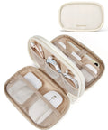 On The Go Electronics Organizer Travel Case With Two Layer Cord Organizer And Seven Mesh Pockets Beige to tidy cables.