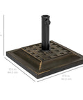Heavy Duty 26 Pound Steel Patio Umbrella Stand With Bronze Finish Square Base Decorative Basket Weave Pattern Weather Resistant
