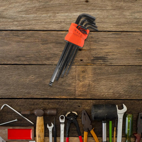 HOMOCONO 2 Sets L Shaped Hex Key Wrench Kit Made of Tough High Carbon Steel With Wear Resistant Finish And Comfortable Ergonomic Grip For Tight Bike Repairs And Electronic Device Assembly Jobs, metric sizes in orange holder