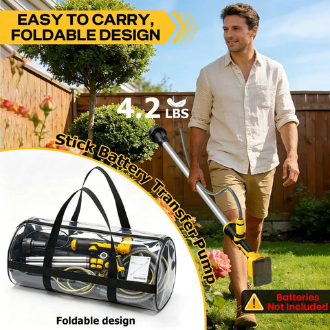 Cordless Stick Water Pump Designed For Plug And Play Setup On 20v Max Tools with foldable design, 4.2 lbs and easy carry.